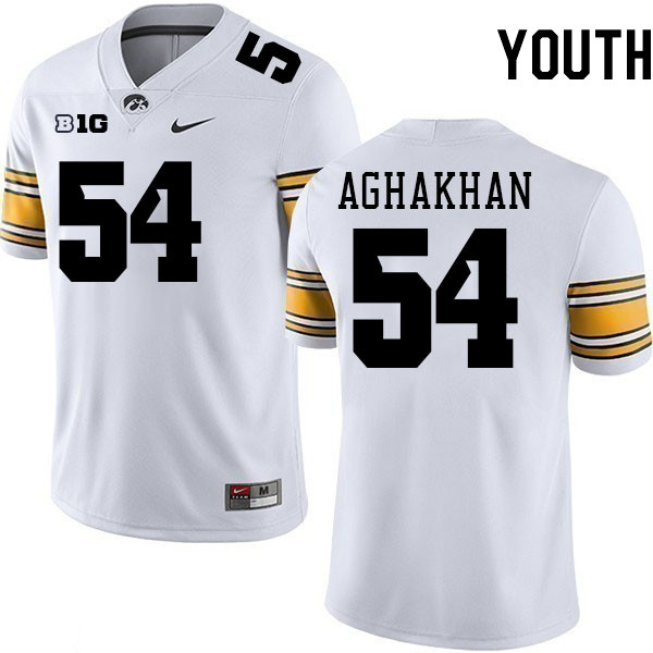 Youth #54 Ethan Aghakhan Iowa Hawkeyes College Football Jerseys Stitched-White